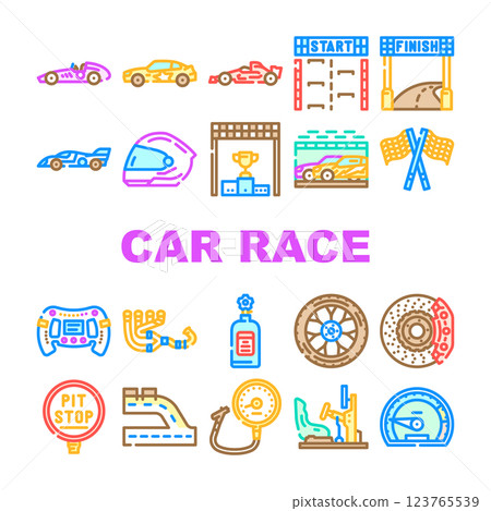 car speed auto race icons set vector car speed auto race icons set vector 123765539
