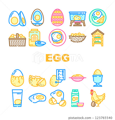 chicken egg farm brown icons set vector chicken egg farm brown icons set vector 123765540
