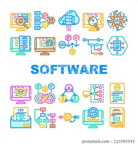 software compute, engineer icons set vector 123765545