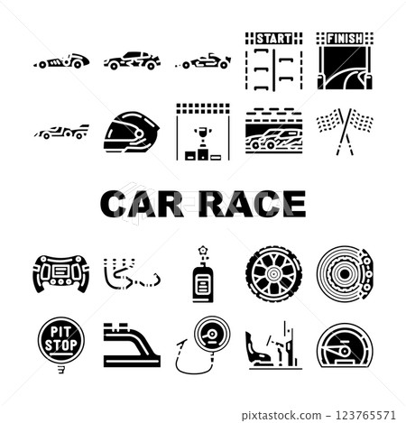 car speed auto race icons set vector 123765571