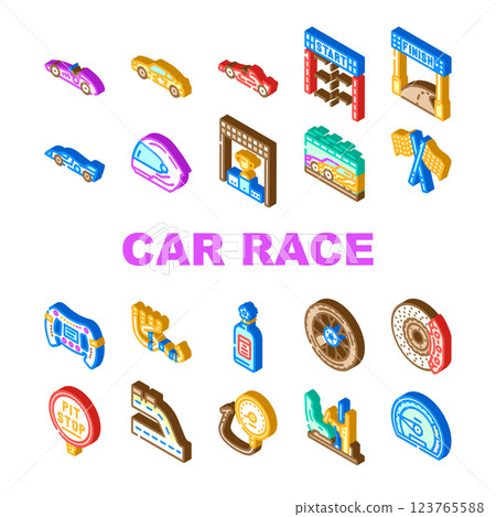 car speed auto race icons set vector 123765588