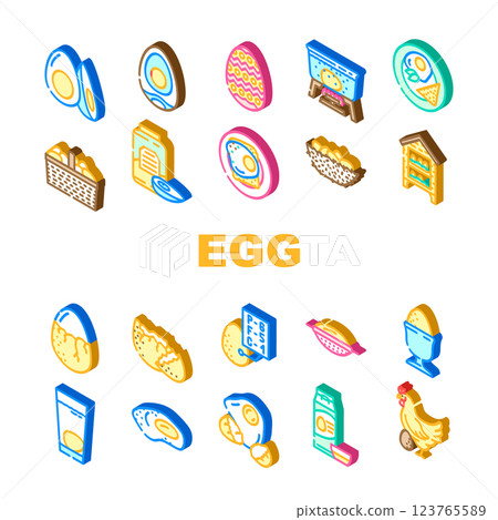 chicken egg farm brown icons set vector 123765589