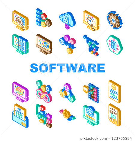 software compute, engineer icons set vector 123765594