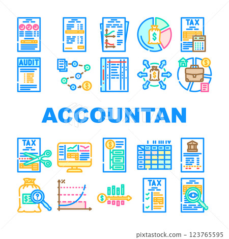 accountant professional tax icons set vector 123765595