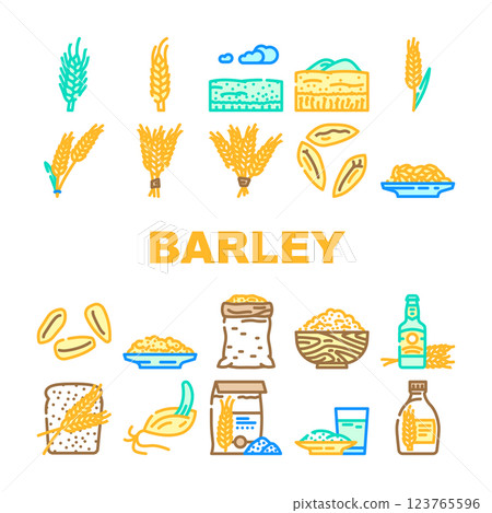 barley grain wheat icons set vector 123765596