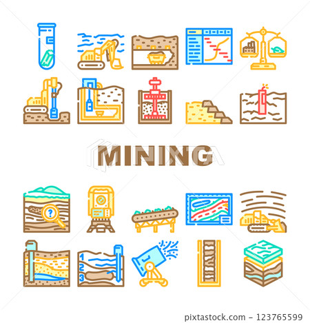 mining engineer industry icons set vector 123765599