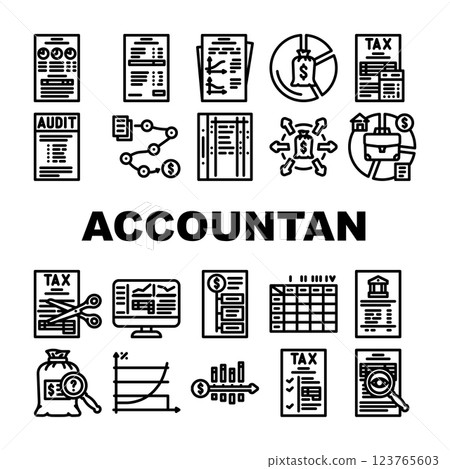 accountant professional tax icons set vector accountant professional tax icons set vector 123765603
