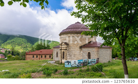 Three Saints Church Near Khans Palace in Shaki Azerbaijan on a Cloudy Day Three Saints Church Near Khans Palace in Shaki Azerbaijan on a Cloudy Day 123765610