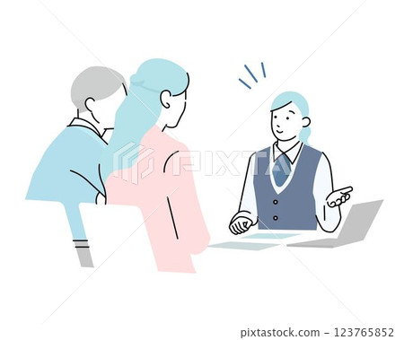 一對夫婦與女性顧問進行諮詢 — — 諮詢 — — 會議 — — 建議商業場景向量插圖素材 一對夫婦與女性顧問進行諮詢 — — 諮詢 — — 會議 — — 建議商業場景向量插圖素材 123765852