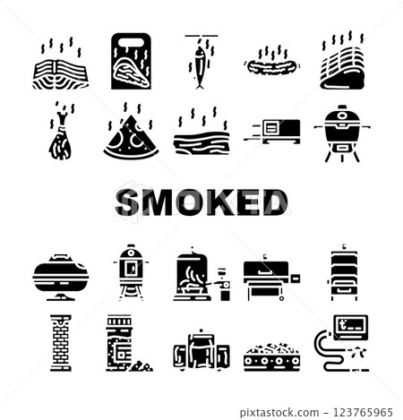 smoked meat bbq icons set vector 123765965