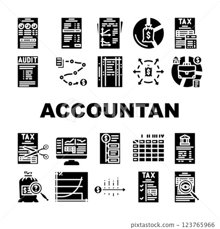accountant professional tax icons set vector 123765966