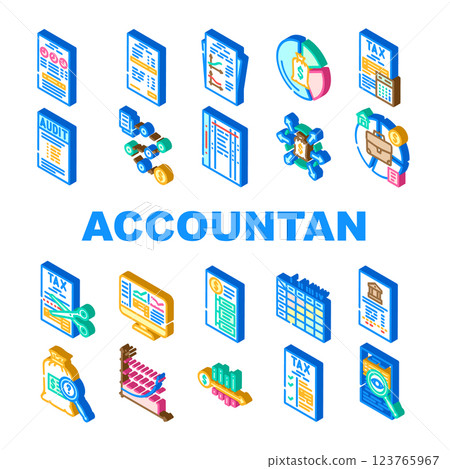 accountant professional tax icons set vector 123765967