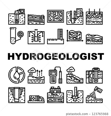 hydrogeologist industrial icons set vector hydrogeologist industrial icons set vector 123765988