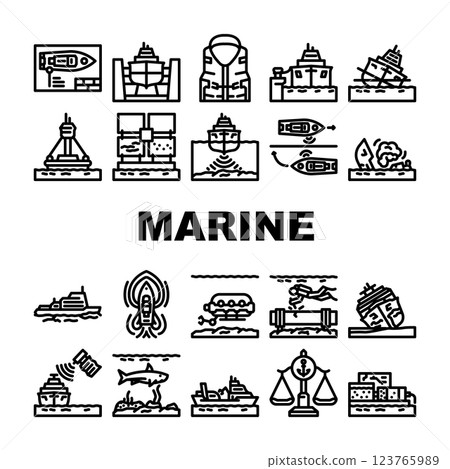marine engineering ship icons set vector marine engineering ship icons set vector 123765989