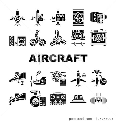 aircraft mechanic aviation icons set vector aircraft mechanic aviation icons set vector 123765993