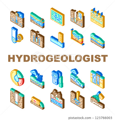 hydrogeologist industrial icons set vector hydrogeologist industrial icons set vector 123766003
