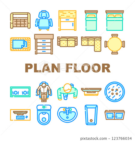 plan floor home icons set vector plan floor home icons set vector 123766034