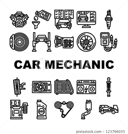 car mechanic auto icons set vector car mechanic auto icons set vector 123766035