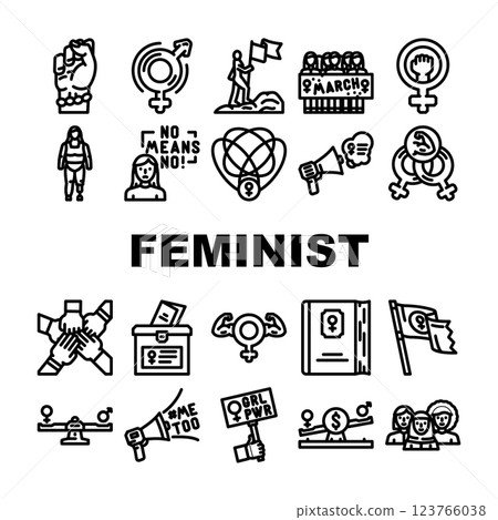 feminist female women icons set vector feminist female women icons set vector 123766038