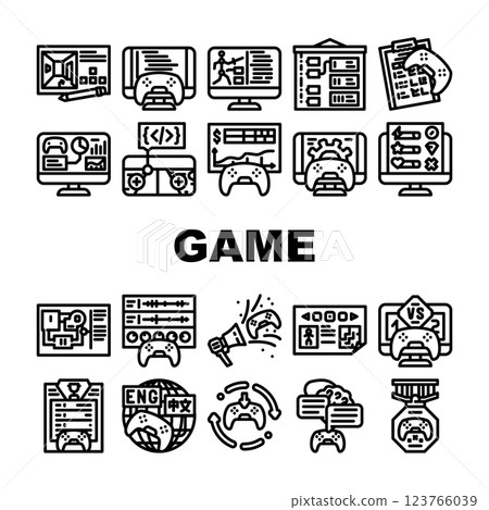 game development software icons set vector 123766039