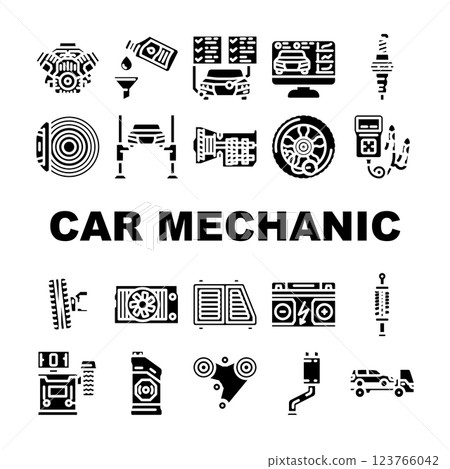 car mechanic auto icons set vector car mechanic auto icons set vector 123766042