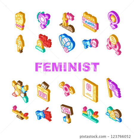 feminist female women icons set vector 123766052