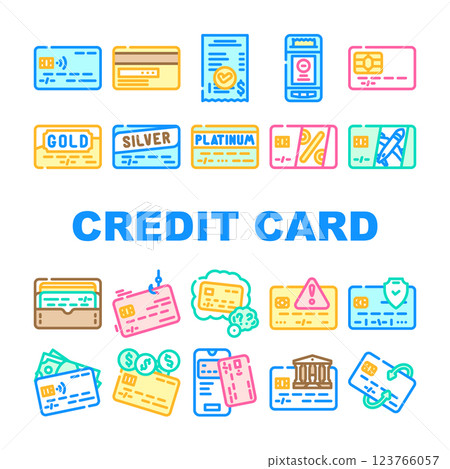 credit card bank payment icons set vector 123766057