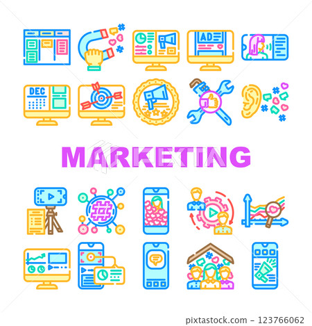 social media marketing internet icons set vector 123766062