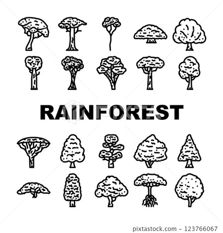 rainforest tree forest green icons set vector rainforest tree forest green icons set vector 123766067