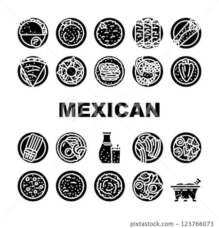 mexican cuisine dinner food icons set vector 123766073