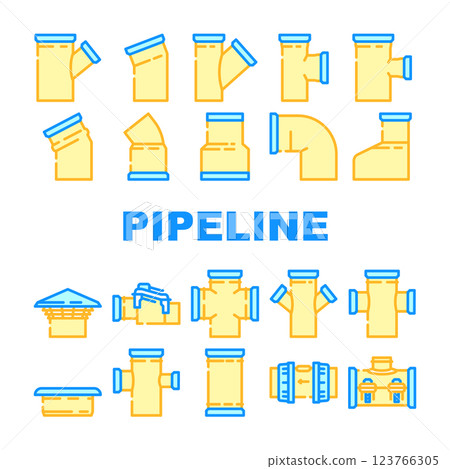 pipeline industry gas pipe icons set vector 123766305