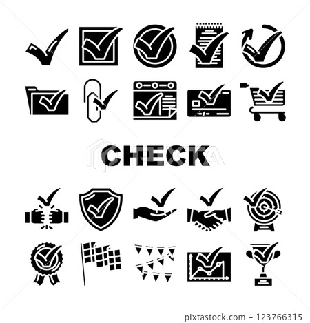 check mark yes correct icons set vector 123766315
