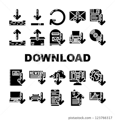 download app web arrow icons set vector 123766317