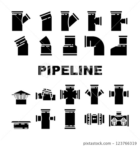pipeline industry gas pipe icons set vector 123766319