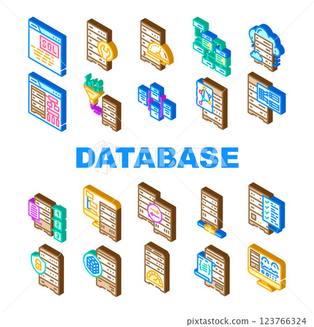 database administrator computer, icons set vector database administrator computer, icons set vector 123766324
