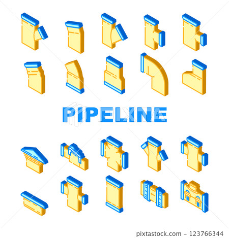 pipeline industry gas pipe icons set vector pipeline industry gas pipe icons set vector 123766344