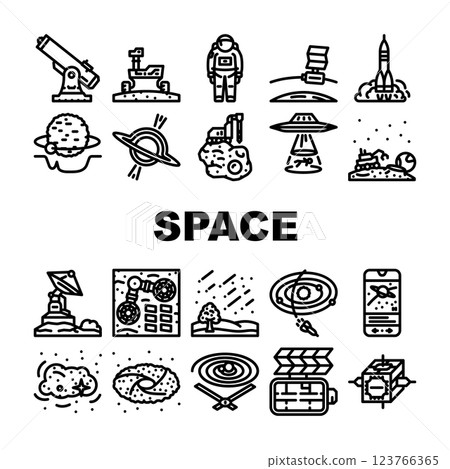 space exploration planet icons set vector 123766365