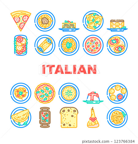 italian cuisine food pasta icons set vector italian cuisine food pasta icons set vector 123766384