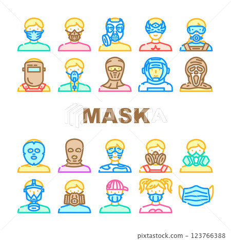 mask virus face surgical doctor icons set vector mask virus face surgical doctor icons set vector 123766388