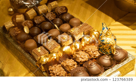 Assorted chocolate chocolates 123766389