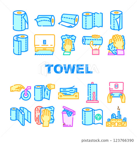paper towel kitchen roll tissue icons set vector 123766390