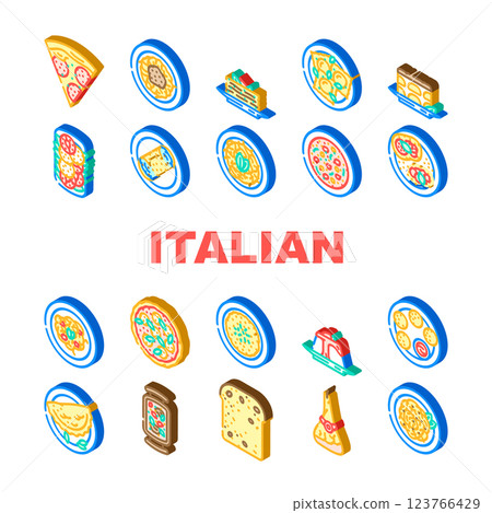 italian cuisine food pasta icons set vector italian cuisine food pasta icons set vector 123766429