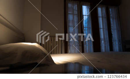 Bedroom at sunset Bedroom at sunset 123766434
