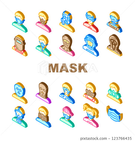 mask virus face surgical doctor icons set vector 123766435