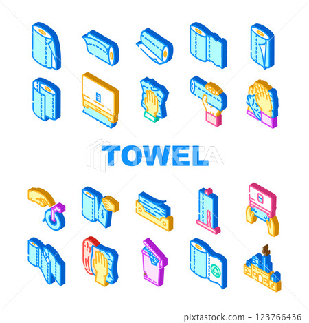 paper towel kitchen roll tissue icons set vector 123766436