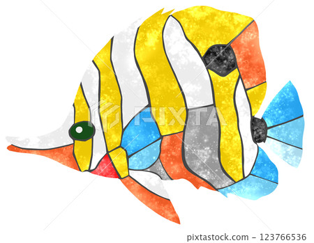 熱帶魚-銅帶蝴蝶魚的精美馬賽克摳圖 熱帶魚-銅帶蝴蝶魚的精美馬賽克摳圖 123766536