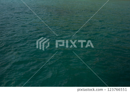 Indian ocean water background in bay on Seychelles islands 123766551