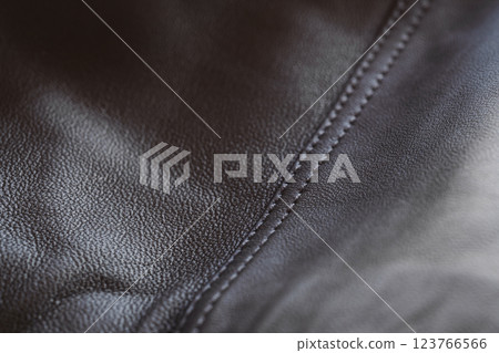 Detail shot of supple leather jacket with stitching 123766566