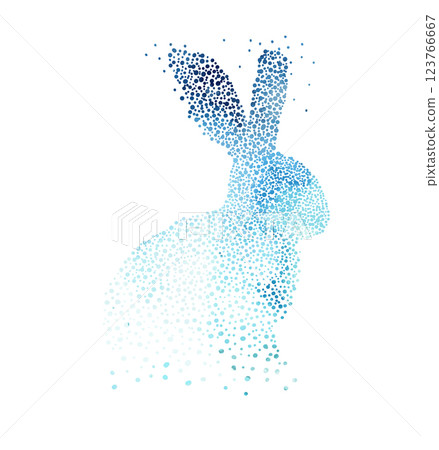 Happy Easter. Blue Bunny. hand drawn. Not AI, Vector illustration 123766667