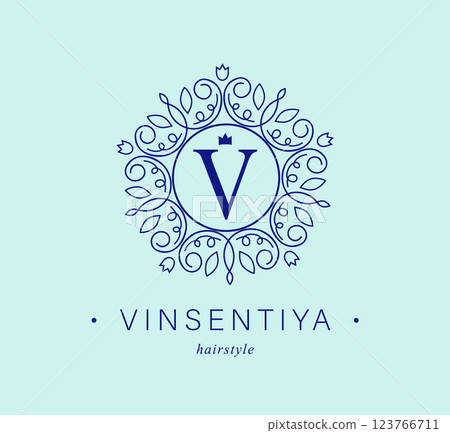 Monogram of letters . with Organic Plant Elements. Vector design. 123766711